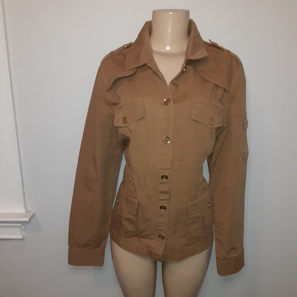 Tommy Hilfiger Jackets & Blazers - Tommy Hilfiger tan military utility jacket with 2 chest pockets womens size XL